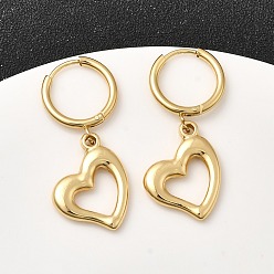 Золотой Серьги из 304 нержавеющей стали, полые сердца, золотые, 38x16 мм