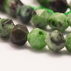 Ruby in Zoisite Natural Ruby in Zoisite Beads Strands, Polygon, Faceted, 9.5~10x10mm, Hole: 1mm, about 40pcs/strand, 15.28 inch(38.8cm)
