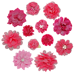 Темно-Розовый 12 шт. полиэстеровых украшений, цветок, темно-розовыми, 47~90x9~31 мм