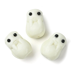 Snow Opaque Resin Beads, Rabbit, Snow, 18x13x12mm, Hole: 1.6mm