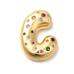 Letter C Латуни циркония кубической подвески, без кадмия, без никеля и без свинца, подвески с буквой az~z, реальный 18 k позолоченный, буква С, 29x22x7 мм, отверстие : 5x2.5 мм
