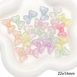 Bowknot 60 шт прозрачные акриловые бусины, разноцветные, бантом, 22x14 мм, 20 шт / комплект