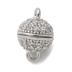 Платинированный Латунные микро проложить кубического циркония магнитные застежки, без кадмия, без никеля и без свинца, круглые, Реальная платина, 9.5x6.5 мм, отверстие : 1.2 мм