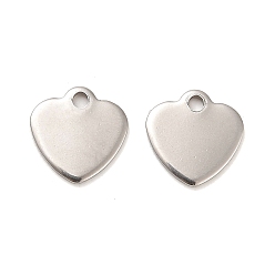 Нержавеющая Сталь Цвет Подвески из нержавеющей стали, не тускнеющие, сердце прелести, цвет нержавеющей стали, 9.5x9.5x1 мм, отверстие : 1 мм