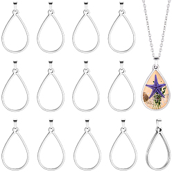 Stainless Steel Color 20Pcs 304 Stainless Steel Open Back Bezel Pendants, with 201 Stainless Steel Findings, Stainless Steel Color, 38mm
