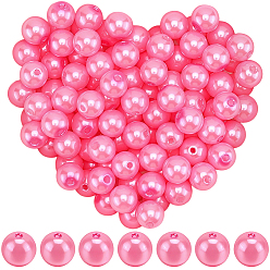 Бледно-Розовый Абс пластмасса имитация жемчужина круглые бусины, розовый жемчуг, 8 мм, отверстие : 2 мм, 500 шт / комплект