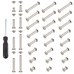 Platinum Iron Binding Chicago Screws, for Photo Album Leather Craft Fasteners, with Flat Head Screwdriver, Platinum, 80pcs