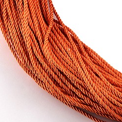 Orange Red Polyester Cord, with Cotton Cords Inside, Orange Red, 5mm, about 103.89 yards(95m)/bundle