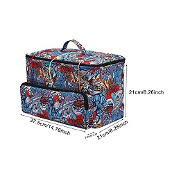 Разноцветный Вязаная сумка с цветочным узором в китайском стиле, органайзер для хранения пряжи, сумка для крючков и спиц, красочный, 38x23x21 см