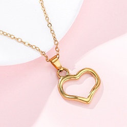 Настоящее золото 18K Полые сердца 304 из нержавеющей стали кулон ожерелье, ионное покрытие (ip), реальный 18 k позолоченный, 18.11 дюйм (46 см)