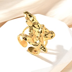 Самородки 304 открытая манжета из нержавеющей стали для женщин, реальный 18 k позолоченный, самородки, 26x31.5 мм, внутренний диаметр: регулируемый