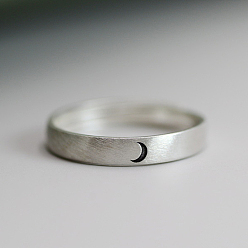 Платина 925 кольцо на палец регулируемое, серебро, луна, платина, 3 мм, внутренний диаметр: 16 мм