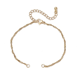 Золотой 304 изготовление браслетов из нержавеющей стали в сингапурском стиле, золотые, 6-7/8 дюйм (17.4 см)