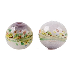 Medium Purple Handmade Lampwork Beads, Round with Landscape, Medium Purple, 11.5~12.5mm, Hole: 1.2~2mm