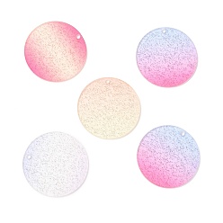 Mixed Color Transparent Acrylic Pendants, with Glitter Powder, Flat Round, Mixed Color, 49x2mm, Hole: 3mm