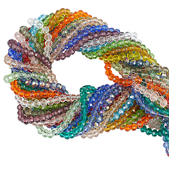 (52) Непрозрачная лаванда 16 нити 16 цвета ниток стекляруса, граненые, рондель, разноцветные, 4 мм, отверстие : 0.9 мм, около 110~115 шт / нитка, 39~40 см, 1 прядь / цвет