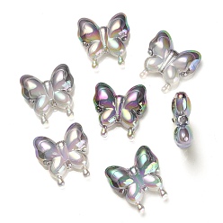 Черный УФ-покрытие радужными переливающимися акриловыми бусинами, градиентные бусины, бабочка, чёрные, 30x29x10 мм, отверстие : 2 мм