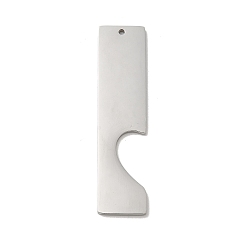Stainless Steel Color Non-Tarnish 304 Stainless Steel Big Pendants, Laser Cut, Rectangle Charm, Stainless Steel Color, 50x12x1.5mm, Hole: 1.4mm
