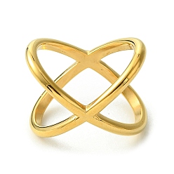 Золотой 304 палец кольца из нержавеющей стали, кольца крест-накрест для женщин, ионное покрытие (ip), золотые, 23.5 мм, размер США 7 3/4 (17.9 мм)