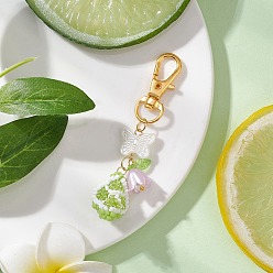 Лимон Подвески из стеклянных бусин ручной работы, с бусинами из искусственного жемчуга ABS и карабинами из сплава, золотые, лимон, 76 мм