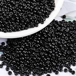(rr 401) schwarz Miyuki runde Rocailles Perlen, japanische Rocailles, (rr 401) schwarz, 8/0, 3 mm, Loch: 1 mm ca. 422~455 Stück / Flasche, 10 g / Flasche