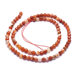 Coral Natural Agate Beads, Dyed, Faceted Round, Coral, 4mm, Hole: 1mm, about 93pcs/strand, 14.5 inch(37cm)