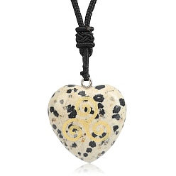 Далматинских Джаспер Ожерелья с подвесками из натуральной далматинской яшмы ко Дню Святого Патрика, сердце, 26.77 дюйм (68 см)