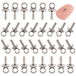 Stainless Steel Color 60Pcs 304 Stainless Steel Cup Peg Bails Pendants, for Half Drilled Beads, Stainless Steel Color, 6x3mm, Hole: 1.5mm, Pin: 1mm