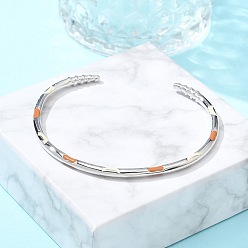 Темно-Оранжевый Латунные браслеты с открытыми манжетами для женщин, с эмалью, долговечный, темно-оранжевый, внутренний диаметр: 2-1/8x2-1/8 дюйм (5.3x5.5 см)