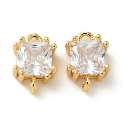 Настоящее золото 18K Подвески из латуни с микропаве из циркония, без кадмия, без никеля и без свинца, прямоугольник амулеты, реальный 18 k позолоченный, 11x7.5x4.5 мм, отверстие : 1.4 мм