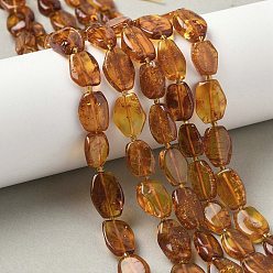 Янтарный Янтарные шарики нити, самородки, с бисером, 10~14x9~10x4~5 мм, отверстие : 0.7 мм, около 26 шт / нитка, 15.16 дюйм (38.5 см)