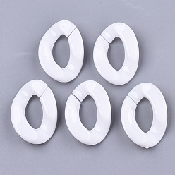 White Opaque Acrylic Linking Rings, Quick Link Connectors, for Curb Chains Making, Twist, White, 30x21x6mm, Inner Diameter: 16x8mm