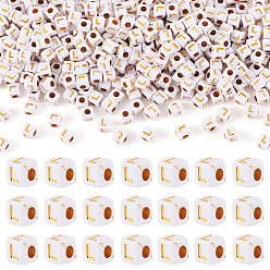 Letter L Непрозрачные акриловые бусины, с металлическим обрамлением, кубические, Письмо L, 4.5x4.5x4.5 мм, отверстие : 2 мм