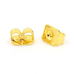 Golden Iron Ear Nuts, Butterfly Earring Backs for Post Earrings, Nickel Free, Golden, about 6mm long, 3.5mm wide, 2.5mm high, hole: 0.7~1.0mm
