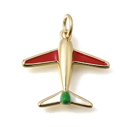 Настоящее золото 18K Латунь эмаль подвески, с целью перехода в кольце, Подвески в форме самолета, без кадмия и без свинца, стойки покрытие, долговечный, реальный 18 k позолоченный, 16.5x18x3 мм, отверстие : 3 мм