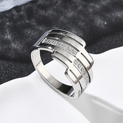 Нержавеющая Сталь Цвет 304 женские кольца из нержавеющей стали с кубическим цирконием, цвет нержавеющей стали, 13 мм, внутренний диаметр: 18 мм