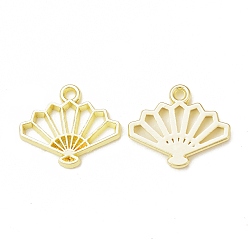 Light Gold Rack Plating Alloy Fan Open Back Bezel Charms, For DIY UV Resin, Epoxy Resin, Pressed Flower Jewelry, Cadmium Free & Nickel Free & Lead Free, Light Gold, 14.5x17x1.5mm, Hole: 1.6mm