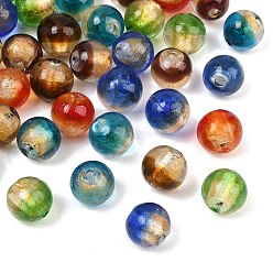 Couleur Mélangete Perles filées à la main en feuille dégradée, ronde, couleur mixte, 12~12.5mm, Trou: 1.4~1.6mm