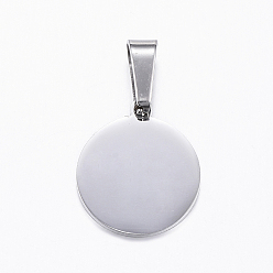 Stainless Steel Color 304 Stainless Steel Pendants, Flat Round, with Virgin Mary, Stainless Steel Color, 17x15x1mm, Hole: 8x4mm