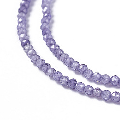 Medium Purple Cubic Zirconia Beads Strands, Faceted, Round, Medium Purple, 3x2.5~3mm, Hole: 0.3mm, about 114~141pcs/strand, 15.1~16.4 inch(38.4~41.8cm)