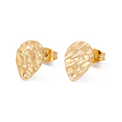 Teardrop 304 Выводы серьги из нержавеющей стали шпилька, с отверстием и ушными гайками, капля, 12x9 мм, отверстие : 1 мм, штифты : 0.6 мм