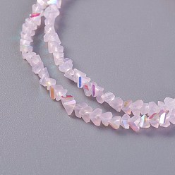 Pearl Pink Electroplate Glass Beads Strands, AB Color Plated, Triangle, Pearl Pink, 2.2~3x3~4.7x2~3mm, Hole: 0.7mm, about 171~181pcs/strand, 12.4 inch~14.84 inch(31.5~37.7cm)