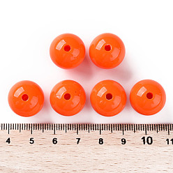 Orange Red Opaque Acrylic Beads, Round, Orange Red, 16x15mm, Hole: 2.8mm, about 220pcs/500g