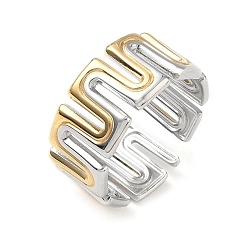 Plaqué 18k Or Véritable & Couleur Acier Inoxydable 304 bagues ouvertes en acier inoxydable pour femmes, vague, plaqué or véritable et couleur acier inoxydable, 10mm, diamètre intérieur: 18 mm