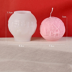 White 3D Christmas Ball DIY Silicone Candle Molds, Aromatherapy Candle Moulds, Scented Candle Making Molds, White, 8.3x8.1x7.7cm
