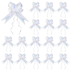 Белый Пластиковые бантики, подарочная лента для свадьбы, дня рождения или украшения автомобиля, белые, 750x50x1 мм