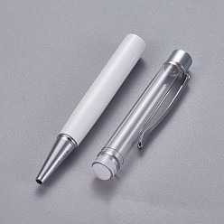 White Creative Empty Tube Ballpoint Pens, with Black Ink Pen Refill Inside, for DIY Glitter Epoxy Resin Crystal Ballpoint Pen Herbarium Pen Making, Silver, White, 140x10mm