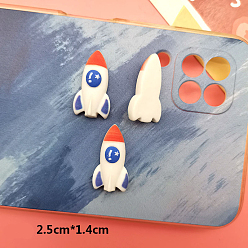 Spaceship Непрозрачные кабошоны из смолы, ракета, синие, космическая тема шаблон, 25x14 мм