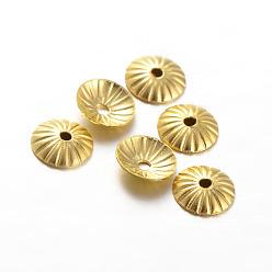 Golden Brass Bead Caps, Apetalous, Golden, 5x1mm, Hole: 0.5mm