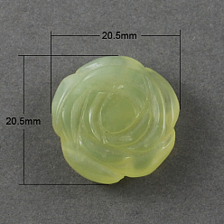New Jade Natural New Jade Pendants, Flower, Green Yellow, 20.5x20.5x7mm, Hole: 1mm